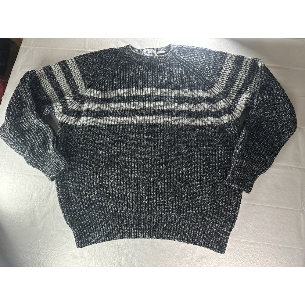 VTG 80s Club Europe Sweater Mens Large Multi Houndstooth Knit Grandpacore‎